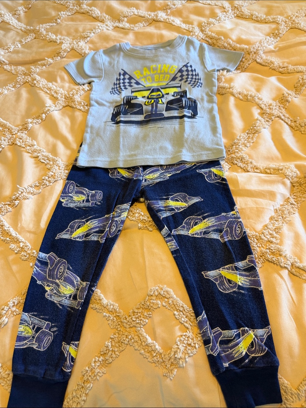 Carter's Light Blue and Navy Race Car Pajama Set